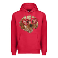 Cardinal toy poodle with love glasses Premium Hoodie - RanaPortraitStore