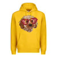 Lemon toy poodle with love glasses Premium Hoodie - RanaPortraitStore