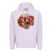 Lilac toy poodle with love glasses Premium Hoodie - RanaPortraitStore