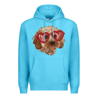 Ocean Blue toy poodle with love glasses Premium Hoodie - RanaPortraitStore