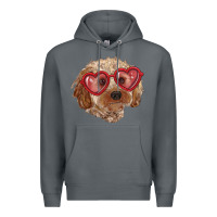 Rock toy poodle with love glasses Premium Hoodie - RanaPortraitStore