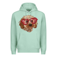 Seafoam toy poodle with love glasses Premium Hoodie - RanaPortraitStore