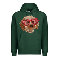 Sports Green toy poodle with love glasses Premium Hoodie - RanaPortraitStore