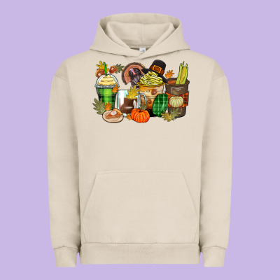 Thanksgiving Coffee Cups Urban Hoodie Designed By Zillion Design Studio