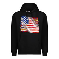 Black baseball american flag Premium Hoodie - texasbilliewilder