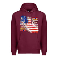 Burgundy baseball american flag Premium Hoodie - texasbilliewilder