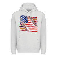 Dove Grey baseball american flag Premium Hoodie - texasbilliewilder