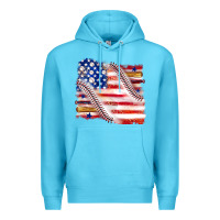 Ocean Blue baseball american flag Premium Hoodie - texasbilliewilder