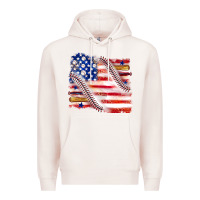 Pale Pink baseball american flag Premium Hoodie - texasbilliewilder