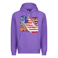 Purple baseball american flag Premium Hoodie - texasbilliewilder
