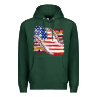 Sports Green baseball american flag Premium Hoodie - texasbilliewilder