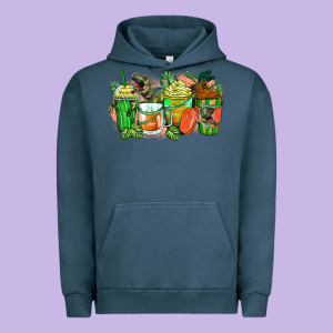T Rex Coffee Cups Urban Hoodie Designed By Zillion Design Studio