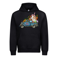 Black Happy Easter Truck with Bunny Eggs And Carrot Urban Hoodie - RanaPortraitStore