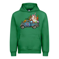 Emerald Happy Easter Truck with Bunny Eggs And Carrot Urban Hoodie - RanaPortraitStore