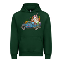 Forest Green Happy Easter Truck with Bunny Eggs And Carrot Urban Hoodie - RanaPortraitStore