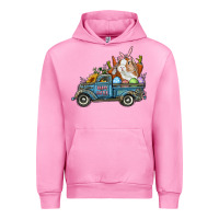 Fuchsia Pink Happy Easter Truck with Bunny Eggs And Carrot Urban Hoodie - RanaPortraitStore
