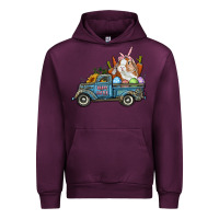 Mauve Wine Happy Easter Truck with Bunny Eggs And Carrot Urban Hoodie - RanaPortraitStore