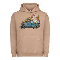 Pigment Burro Happy Easter Truck with Bunny Eggs And Carrot Urban Hoodie - RanaPortraitStore