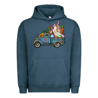 Pigment Midnight Navy Happy Easter Truck with Bunny Eggs And Carrot Urban Hoodie - RanaPortraitStore