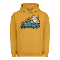 Pigment Peanut Butter Happy Easter Truck with Bunny Eggs And Carrot Urban Hoodie - RanaPortraitStore