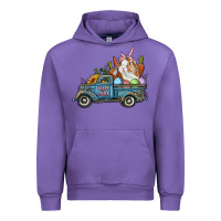 Tulip Happy Easter Truck with Bunny Eggs And Carrot Urban Hoodie - RanaPortraitStore