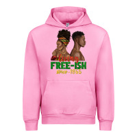 Fuchsia Pink living free ish since 1865 with afro black woman a Urban Hoodie - texasbilliewilder