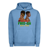 Pigment Pebble Blue living free ish since 1865 with afro black woman a Urban Hoodie - texasbilliewilder