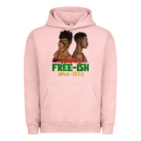 Pigment Salmon living free ish since 1865 with afro black woman a Urban Hoodie - texasbilliewilder