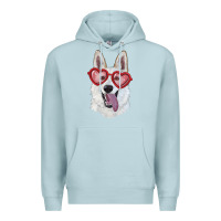 Blue Mist white shepherd with love glasses Premium Hoodie - RanaPortraitStore