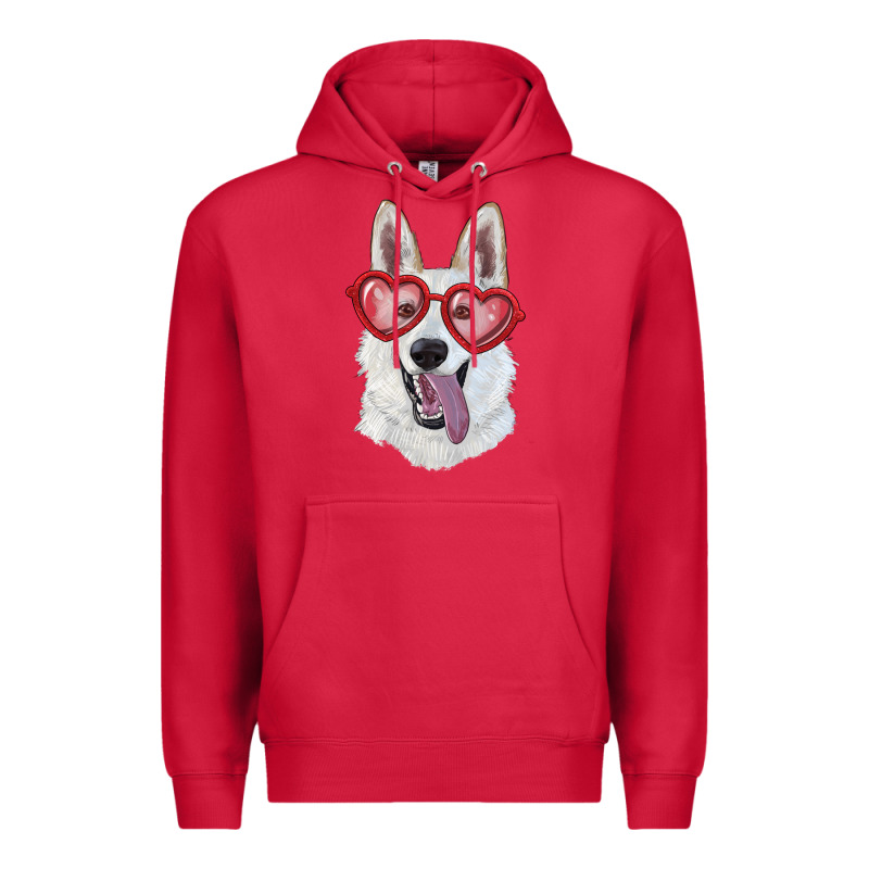 White Shepherd With Love Glasses Premium Hoodie by RanaPortraitStore | Teevron