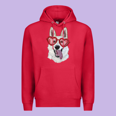 White Shepherd With Love Glasses Premium Hoodie Designed By Ranaportraitstore