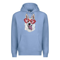 Colony Blue white shepherd with love glasses Premium Hoodie - RanaPortraitStore