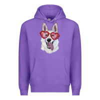 Purple white shepherd with love glasses Premium Hoodie - RanaPortraitStore
