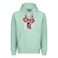 Seafoam white shepherd with love glasses Premium Hoodie - RanaPortraitStore