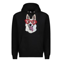 Black white shepherd with love glasses Premium Hoodie - RanaPortraitStore