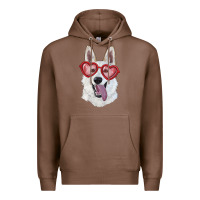 Chestnut white shepherd with love glasses Premium Hoodie - RanaPortraitStore