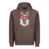 Coffee white shepherd with love glasses Premium Hoodie - RanaPortraitStore