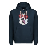 Navy white shepherd with love glasses Premium Hoodie - RanaPortraitStore