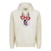 Oatmeal Heather white shepherd with love glasses Premium Hoodie - RanaPortraitStore