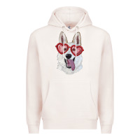 Pale Pink white shepherd with love glasses Premium Hoodie - RanaPortraitStore