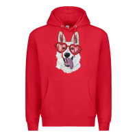 Red white shepherd with love glasses Premium Hoodie - RanaPortraitStore