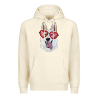 Sandshell white shepherd with love glasses Premium Hoodie - RanaPortraitStore