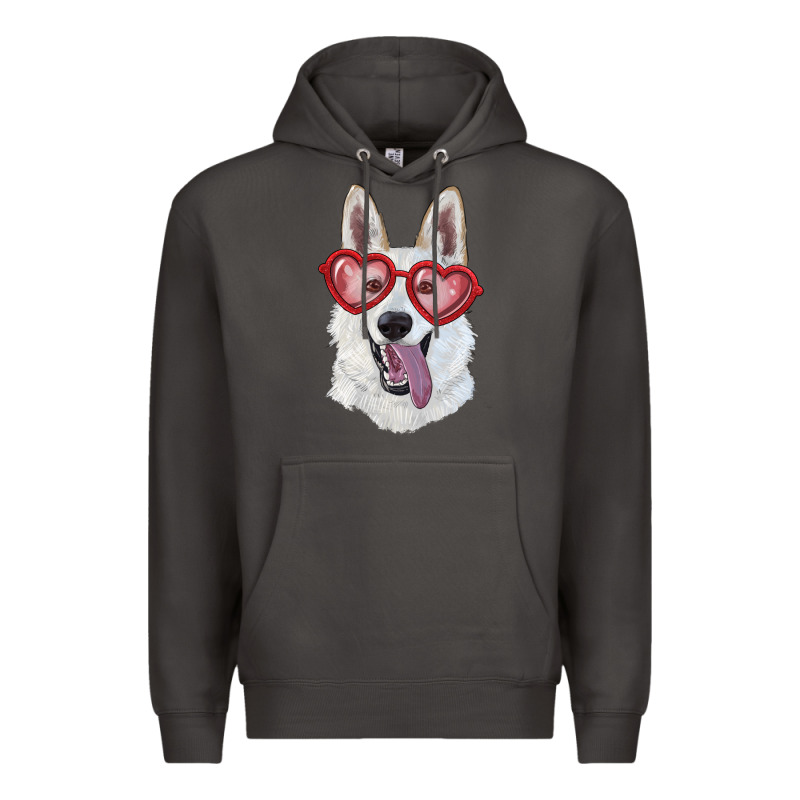 White Shepherd With Love Glasses Premium Hoodie by RanaPortraitStore | Teevron