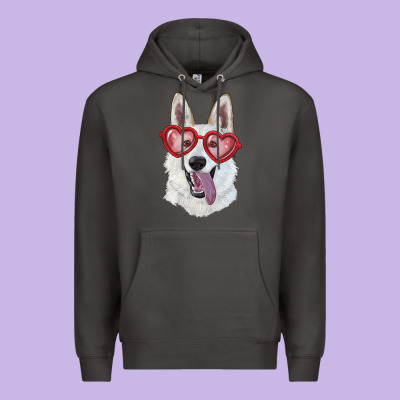 White Shepherd With Love Glasses Premium Hoodie Designed By Ranaportraitstore
