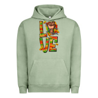 Pigment Oil Green love juneteenth with fist Urban Hoodie - texasbilliewilder