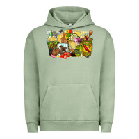 Pigment Oil Green lunch lady coffee cups Urban Hoodie - Zillion Design Studio