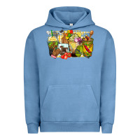 Pigment Pebble Blue lunch lady coffee cups Urban Hoodie - Zillion Design Studio
