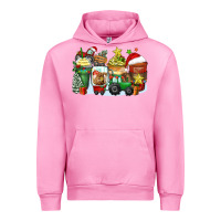 Fuchsia Pink Christmas tractor coffee cups Urban Hoodie - Zillion Design Studio