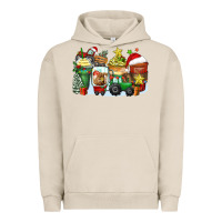 Pigment French Oak Christmas tractor coffee cups Urban Hoodie - Zillion Design Studio