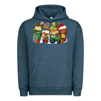 Pigment Midnight Navy Christmas tractor coffee cups Urban Hoodie - Zillion Design Studio